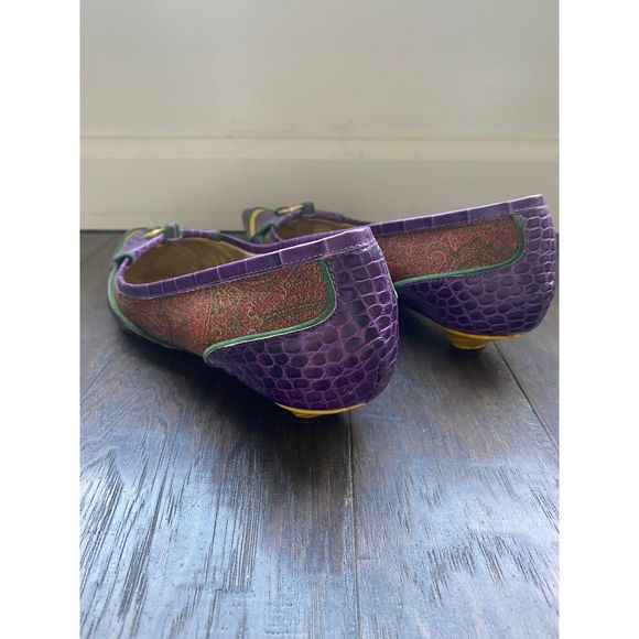 EUC Etro Leather Color Block Logo Charm Kitten Heels 9 - Picture 4 of 5